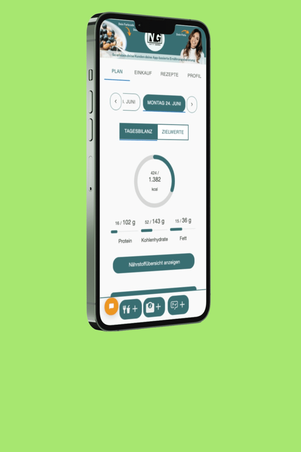 Ernährungspläne in der Natty Gains Ernährungs-App