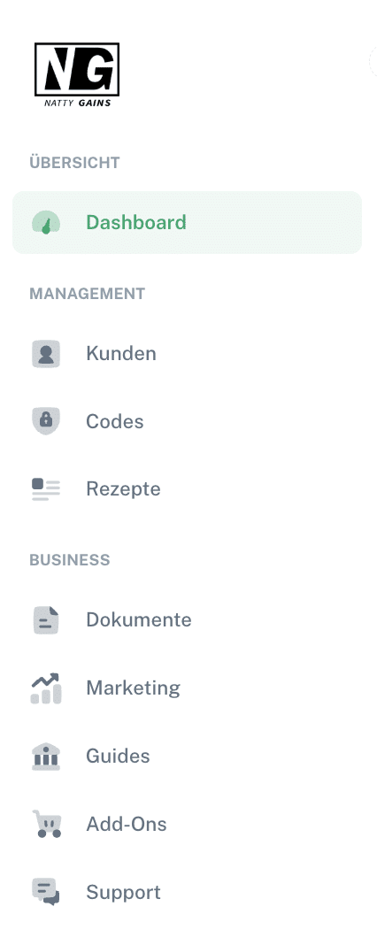 Struktur des Natty Gains Dashboards