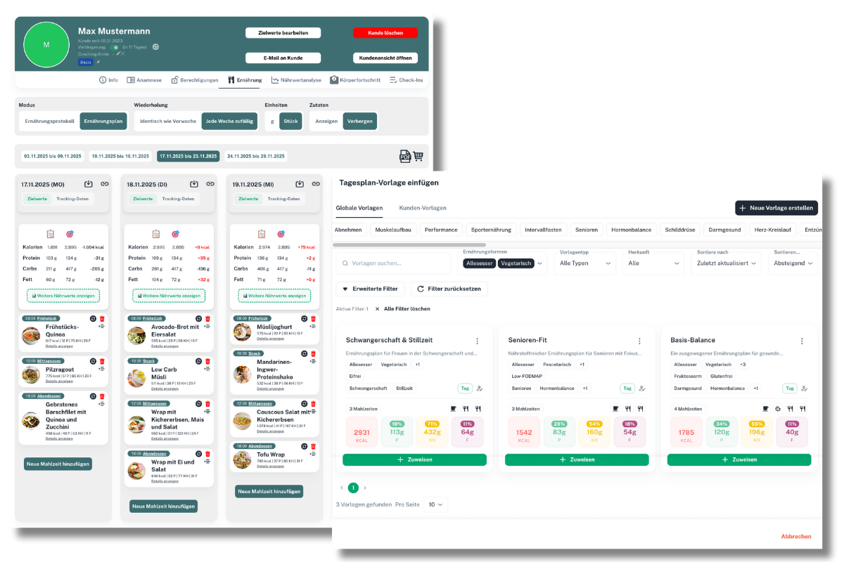 Ernährungsplan-Vorlage über Kundenprofil zuweisen (1)