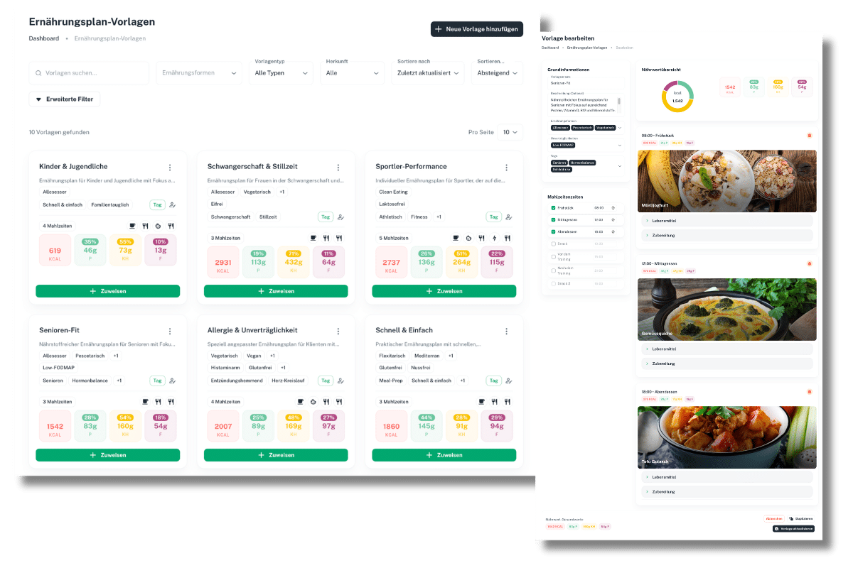 Ernährungsplan-Vorlagen erstellen und speichern