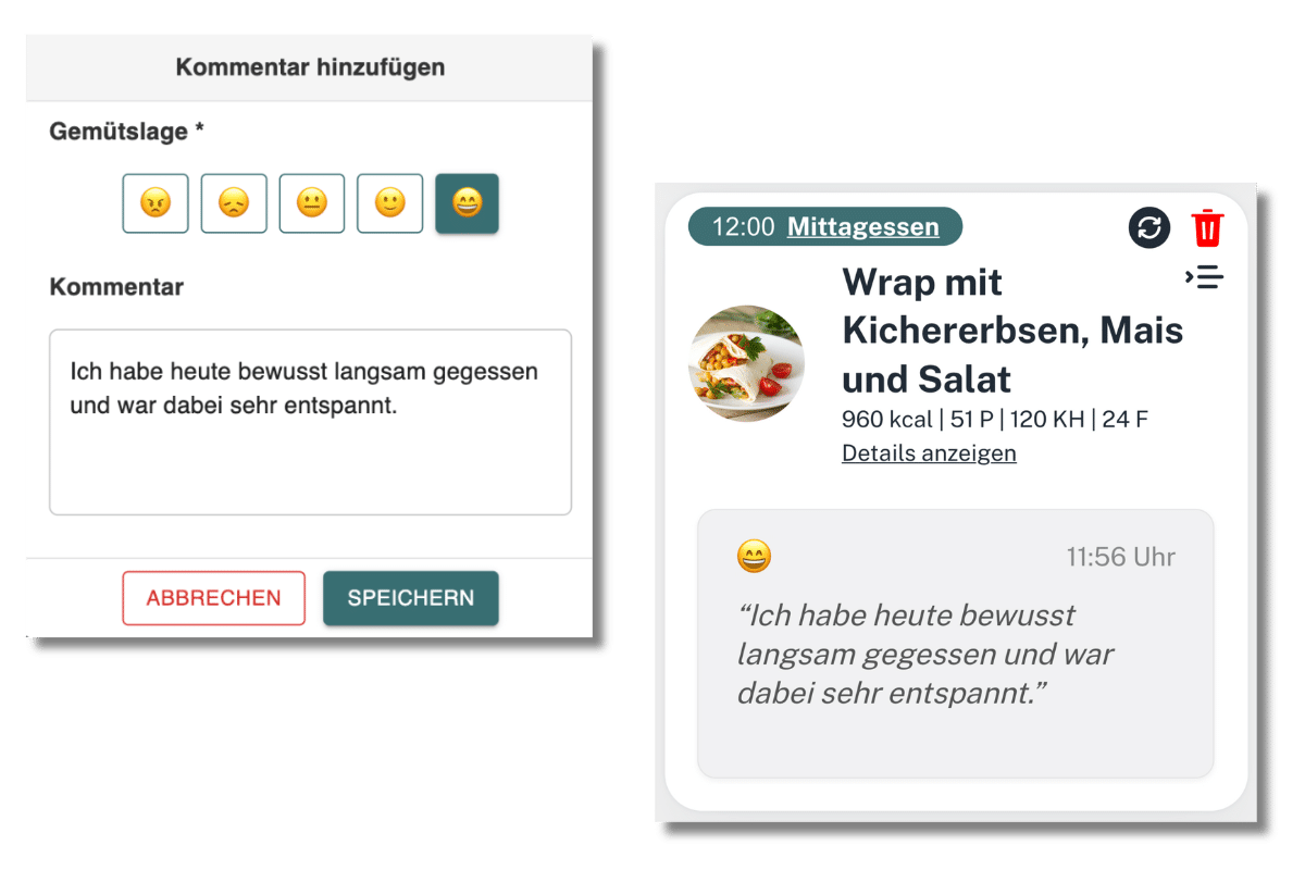 Mahlzeiten von Kunden kommentieren lassen und im Dashboard sehen