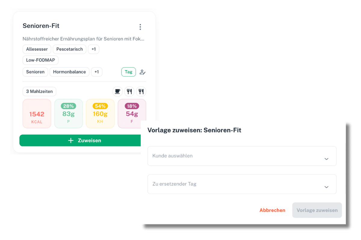 Planvorlage einem Kunden zuweisen